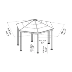 Palram - Canopia Roma Hexagonal Garden Gazebo Grey -Green Decor Hub Sales Store 12821930 1644833174791166