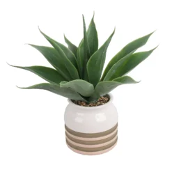Artificial Aloe Vera In Striped Pot -Green Decor Hub Sales Store 12879278 1824858347884700