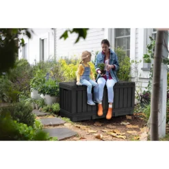 Keter Kentwood Outdoor Garden Storage Box 350L - Graphite -Green Decor Hub Sales Store 12885762 2124899008544693