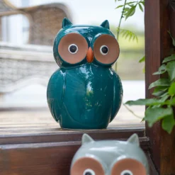Ceramic Owl Garden Ornament - 25cm -Green Decor Hub Sales Store 12890924 3344941774233010