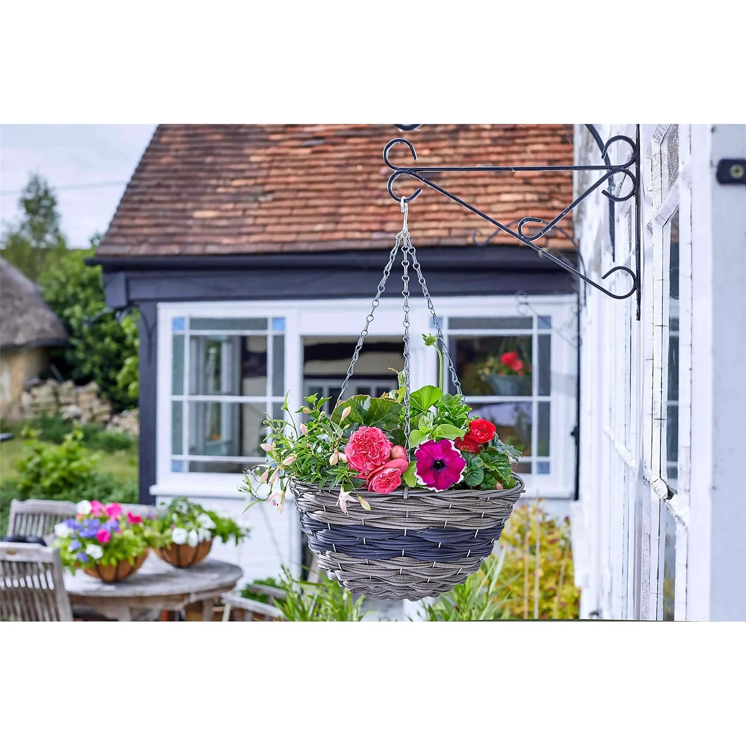 Firenze Faux Rattan Hanging Basket - 14 Inch 3 Firenze Faux Rattan Hanging Basket - 14 Inch