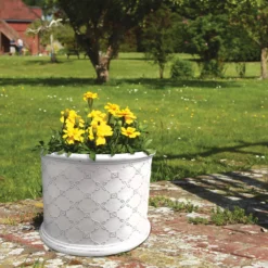 Mayfair Antique White Cylinder Plant Pot - 38cm -Green Decor Hub Sales Store 13176817 1604943628075927