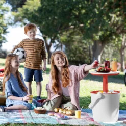 Keter GoBar Outdoor Ice Cooler Table Garden Furniture - Red / White -Green Decor Hub Sales Store 13412934 5744910901735855