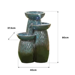 Stylish Fountain Glazed Trio Water Feature With LEDs 9 Stylish Fountain Glazed Trio Water Feature With LEDs -Green Decor Hub Sales Store 13846047 1304962028404822
