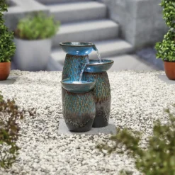 Stylish Fountain Glazed Trio Water Feature With LEDs 8 Stylish Fountain Glazed Trio Water Feature With LEDs -Green Decor Hub Sales Store 13846047 7854962028373355