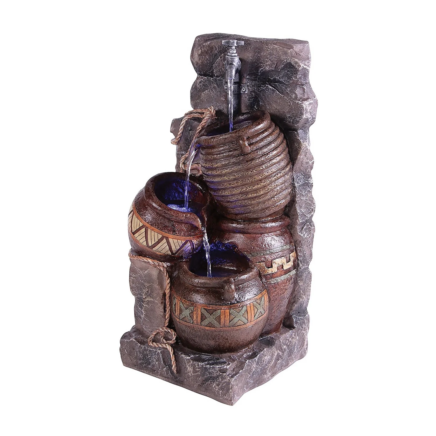 Stylish Fountain Pouring Pot Wall Water Feature With LEDs 3 Stylish Fountain Pouring Pot Wall Water Feature With LEDs