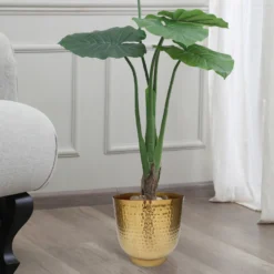 Hammered Brass Indoor Plant Pot - 16cm -Green Decor Hub Sales Store 13887185 1744999810045341