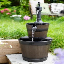 Stylish Fountain Whiskey Barrels Garden Water Feature -Green Decor Hub Sales Store 13944159 3115005845107244