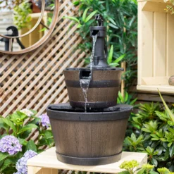 Stylish Fountain Whiskey Barrels Garden Water Feature -Green Decor Hub Sales Store 13944159 7015005844786958
