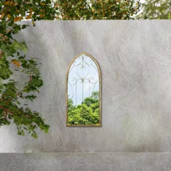 MirrorOutlet Metal Arched Decorative Window Garden Mirror - 100x50cm -Green Decor Hub Sales Store 13950549 1484987138854345