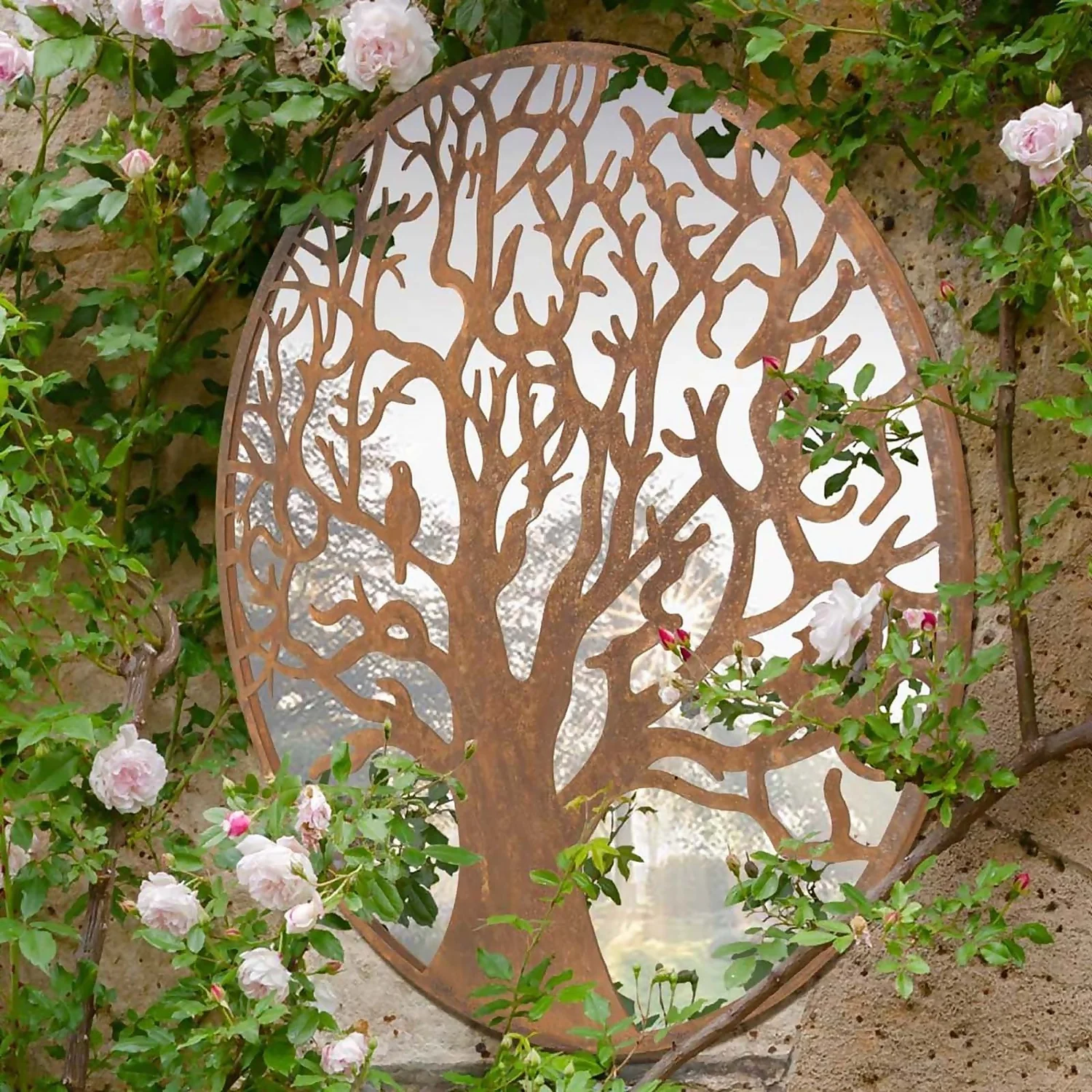 MirrorOutlet Bird Round Garden Mirror - 60cm 5 MirrorOutlet Bird Round Garden Mirror - 60cm - Image 3