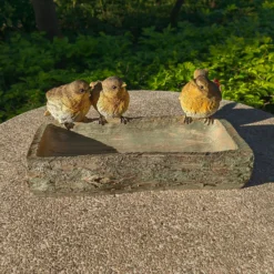 Homebase Wood Log Bird Bath With Birds -Green Decor Hub Sales Store 13955522 1415014596791517