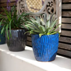 Chiswick Textured Pot Blue - 38cm -Green Decor Hub Sales Store 13973623 5295011239307590