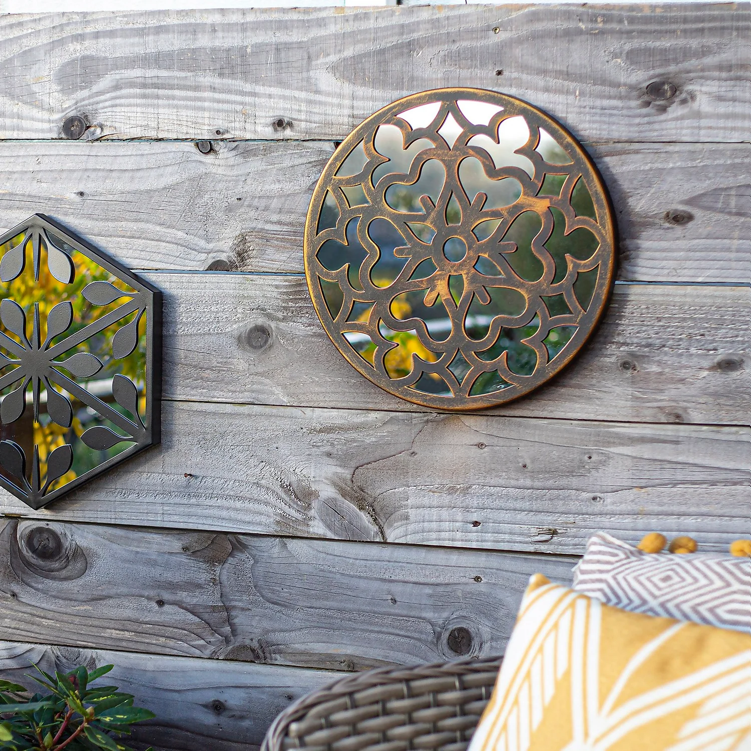 Round Laser Cut Outdoor Mirror 35cm - Bronze 6 Round Laser Cut Outdoor Mirror 35cm - Bronze - Image 4