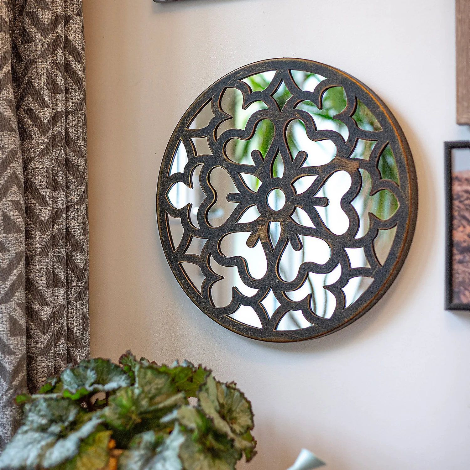 Round Laser Cut Outdoor Mirror 35cm - Bronze 4 Round Laser Cut Outdoor Mirror 35cm - Bronze - Image 2
