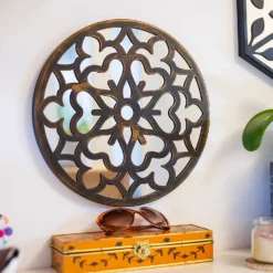 Round Laser Cut Outdoor Mirror 35cm - Bronze 10 Round Laser Cut Outdoor Mirror 35cm - Bronze -Green Decor Hub Sales Store 13981008 8645005835380560