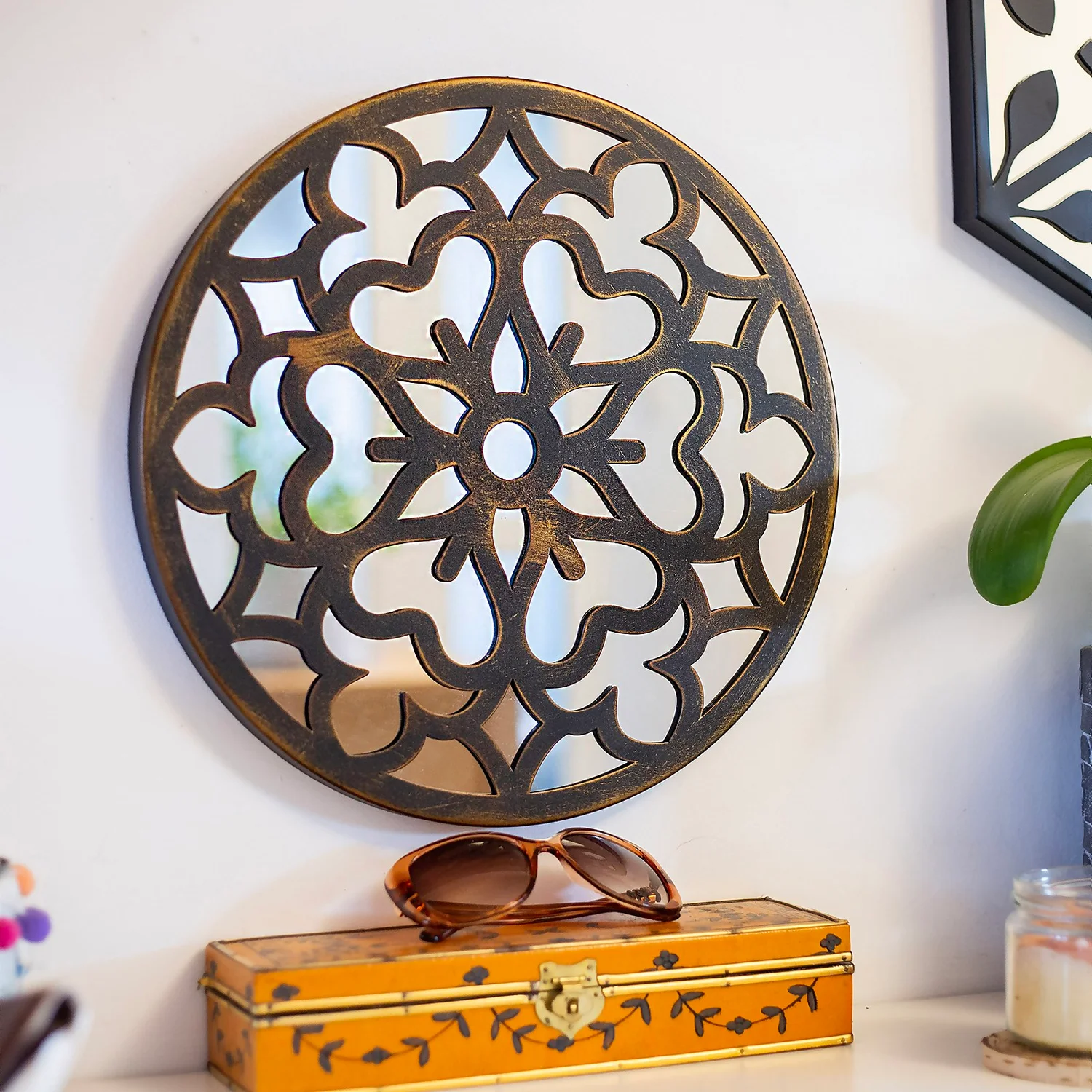 Round Laser Cut Outdoor Mirror 35cm - Bronze 5 Round Laser Cut Outdoor Mirror 35cm - Bronze - Image 3
