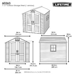 Lifetime 7x7ft Outdoor Storage Shed - Rough-Cut Grey -Green Decor Hub Sales Store 13997403 1555000054831001
