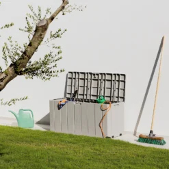 Toomax Bravo Garden Storage Box 270L - Warm Grey -Green Decor Hub Sales Store 13997481 1945004537356445