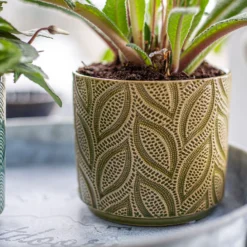 Crackle Leaf Indoor Plant Pot - 12cm -Green Decor Hub Sales Store 14197410 1355024191440648